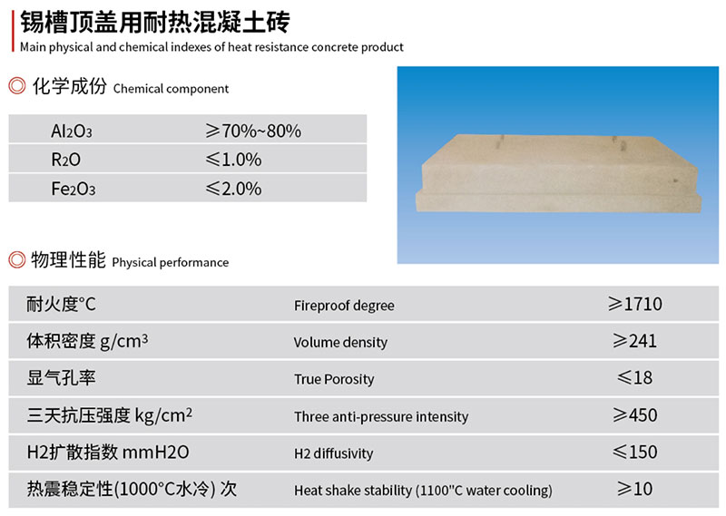 錫槽頂蓋用耐熱混凝土磚